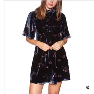 Free People Be My Baby velvet floral mock neck mini dress